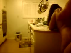 I messed over this brunette whore in the kitchen.